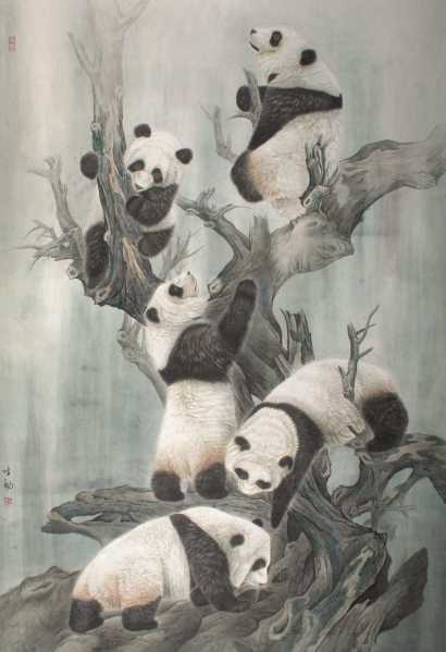 王申勇 熊猫 立轴